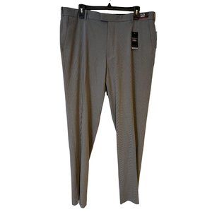 Van Heusen Flex Fit Dress Pants Mens 36 x 32L Grey Check Straight Leg Non Iron